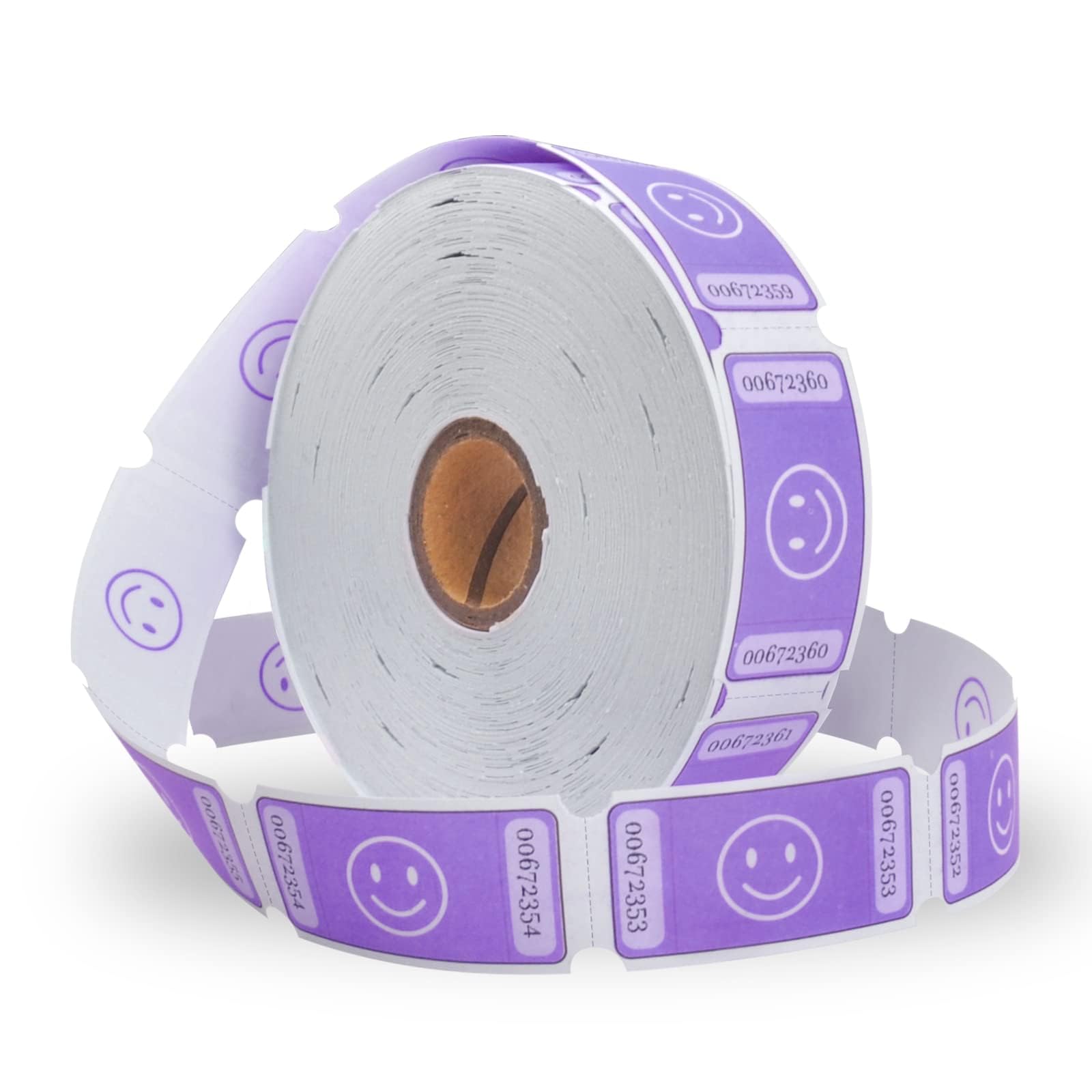 L LIKED 1000 Numbered Purple Smiley Raffle Tickets on a Single Roll - for Party Events, Carnivals, School & Classroom Supplies