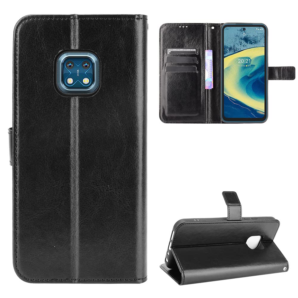 BellaCase Nokia XR20 Case [Wallet Case] [Kickstand] [Card Slots] [Magnetic Flip Cover] Compatible with Nokia XR20 Smartphone(Black)