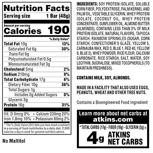 ATKINS BIRTHDAY CAKE PROTEIN MEAL BAR CRISPY & CREAMY WITH REAL ALMOND BUTTER KETO-FRIENDLY (5 BARS)