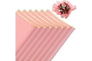 RowinsyDD 20 Sheets Pink Flower Wrapping Paper, Waterproof Packaging Paper for Floral Bouquets, 22.8 x 22.8 inch Gift Packing Florist Supplies