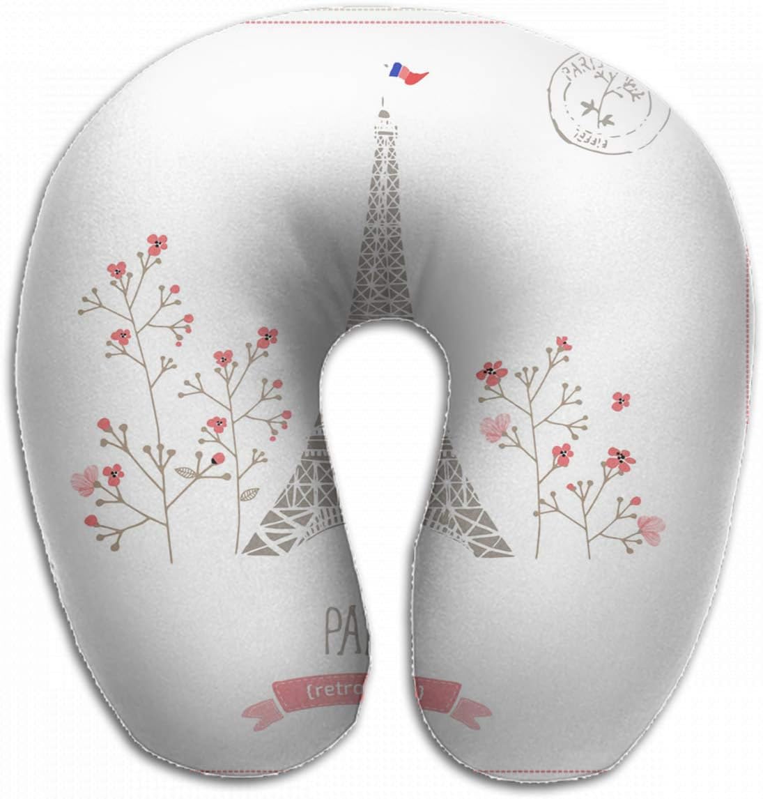 Emvency U-Shaped Travel Neck Support Pillow Eiffel Tower Paris Post Tour Airplane 12x11.5 Inch Soft U-Pillows with Rebound Material for Kids Adults