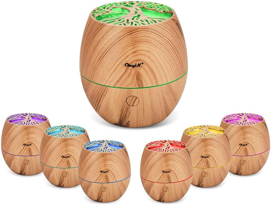 Ckeyin Humidifier Essential Oils, Electric Humidifier, Silent, Seven Colour Lamp, 2 Spray Modes, Auto Shut-Off, Home, Suitable for People of All Ages