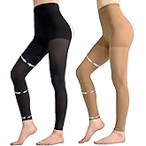 Aaronano 2 Pairs Compression Tights for Women 80D Footless 10-15mmHg Support Shaping Opaque Pantyhose