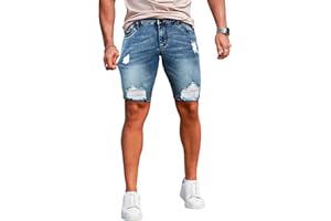 GINGTTO Men's Jean Shorts Ripped Slim Fit Stretch Denim Shorts