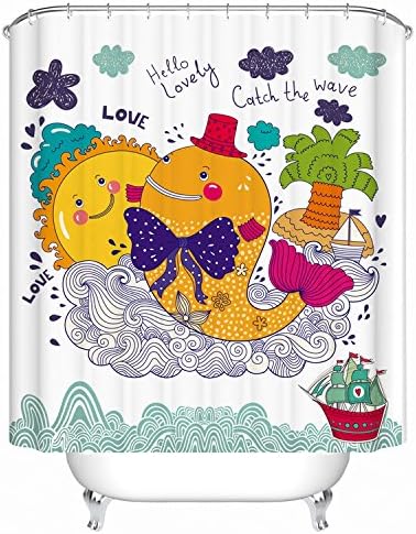 ZLSY Custom Waterproof Bathroom Lovely Whale Shower Curtain Polyester Fabric Shower Curtain Size 72 X 72