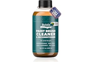 Bristle Magic Oil Paint Brush Cleaner and Restorer - Paintbrush Cleaner for Acrylic, Oil, and Glass Paints-Biodegradable, Non-Toxic, Odorless, Eco-Friendly, Quick-Clean Formula Paint Remover (8 Fl Oz)