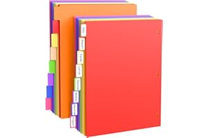 FUCDTEFC Binder Dividers with Tabs, 8 Tab Sturdy Plastic Dividers for 3 Ring Binder, Colorful Dividers for 3 Ring Binder Page Protectors, 3 Ring Binder Dividers with Tabs for School Office, 2 Set (16 Pcs)