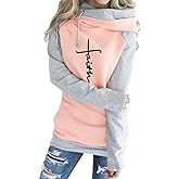 AELSON Women's Faith Print Hoodies Shirt Female Mama Bear casual Sweatshirts Tops Cute