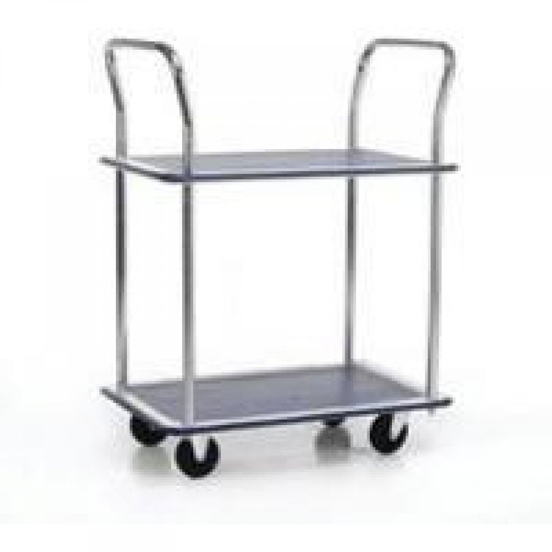 Barton Trolley Steel Frame Non-marking Wheels Capacity 120kg 2- Shelf Chrome Finish Ref PST2