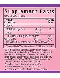Bluebonnet Tierra Sweet Vitamina D3 2000 IU de frambuesa Sabor, 90 Chewable caplets