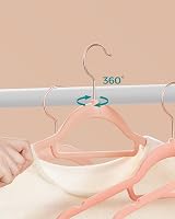 SONGMICS Velvet Hangers Set of 50 Rose Gold Hooks 0.6 cm Thick 43.5 cm view 6