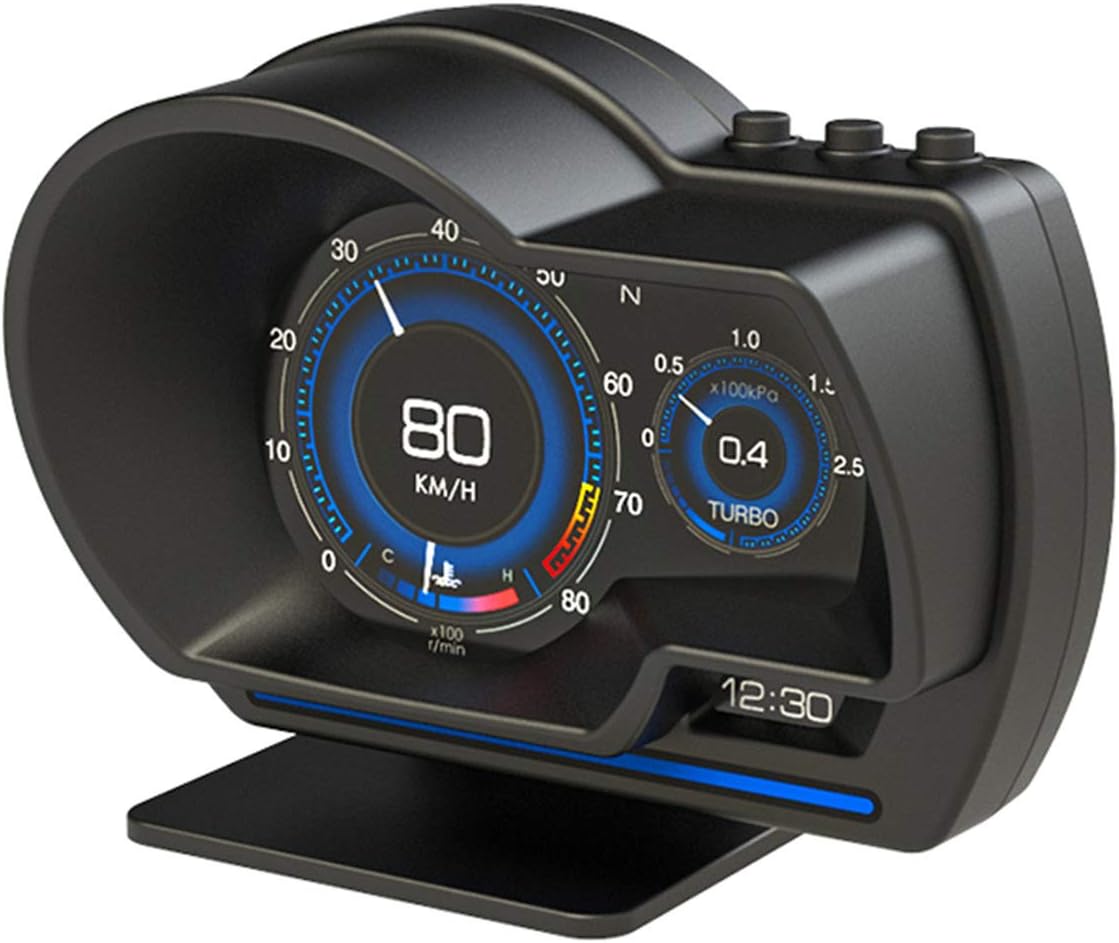 YUZEU HUD OBD2 Display, Car Head up Display with OBD2 GPS 2 Systems Smart LCD Gauge Speedometer