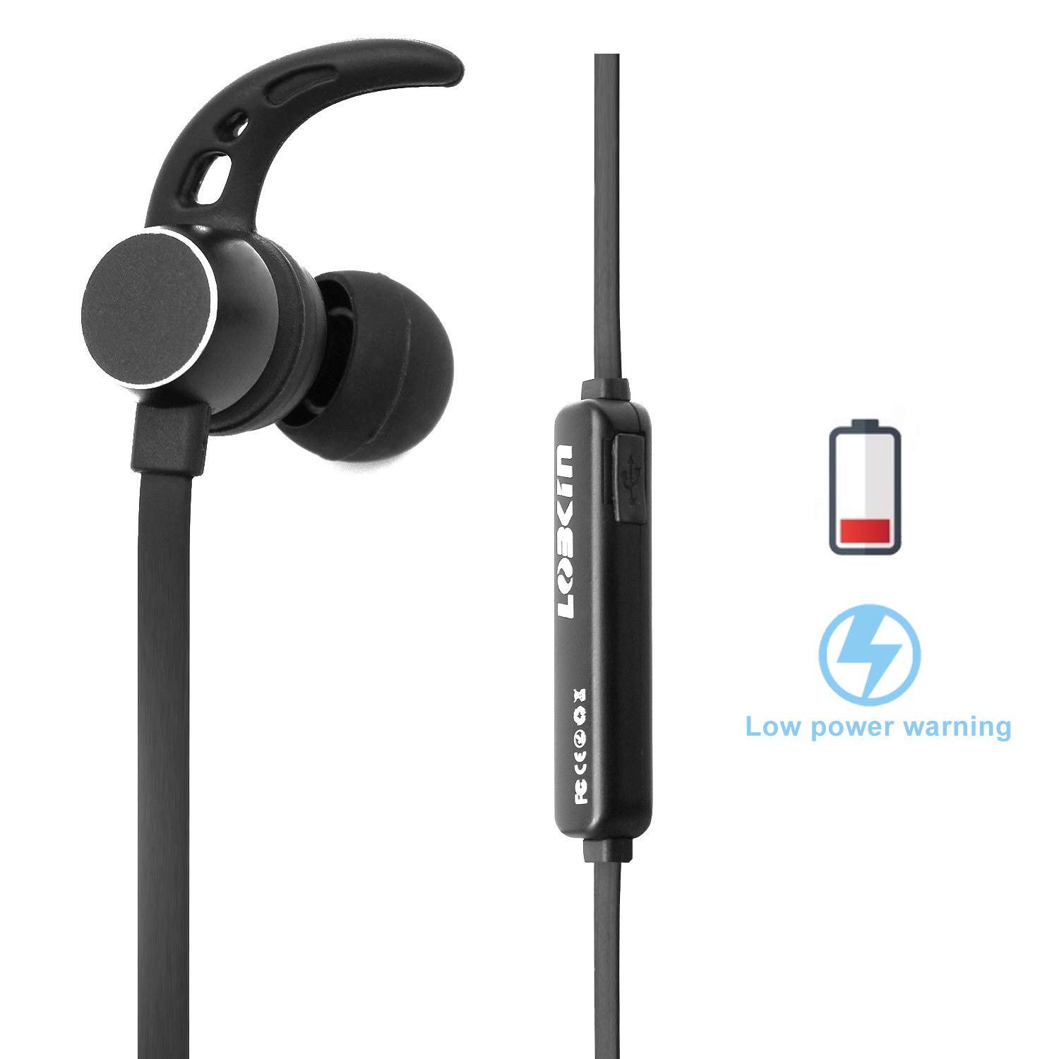 Auriculares inalámbricos LOBKIN, Bluetooth 4.1 Sonido estéreo Auriculares ligeros con conexión magnética y NANO Recubrimiento Auricular deportivo con cubierta metálica y micrófono incorporado (negro)