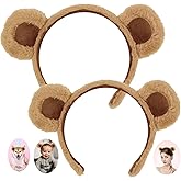 Beviliu Bear Ears Headband, 2 Pack Adult Women's Headbands Face Wash Headband Bear Costume Decoration Suitable for Cosplay