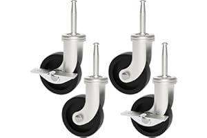 HYEJDRV 2.5-Inch Replacement Wheels for Shop-Vac (Set of 4), Stem 8mm x 38mm or 5/16 Inch x 1.5 Inch Swivel Caster Wheel (2 Swivel & 2 Locking Brakes) - Silver