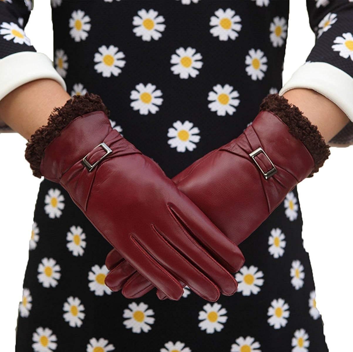 Weihnachtsmann Handschuhe Für Damen – Roter Samt Mit Weißem Flaum & Glöckchen