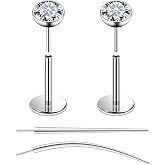 Oicctyzio F136 Titanium 20/18/16G Threadless Flat Back Stud Earrings Nose Rings Lip Labret Medusa Monroe Piercing Jewelry with Taper for Women Men