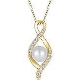 Inpasne Freshwater Pearl Necklace for Women 925 Sterling Silver Infinity Pendant Necklace Pearl Jewelry Gifts for Her