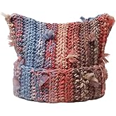 Stripped Beanies Y2k Hat Streetwear 2000s Emo Grunge Tweed Cat Beanie Knit Vintage Aesthetic Crochet Hats