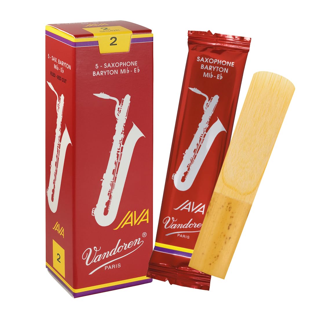 Vandoren "Java Red" Baritone saxophone reeds, box of 5 - Strength 2