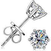 Moissanite Stud Earrings for Men, 18K White/Yellow Gold Plated Solid 925 Sterling Silver Earring Hypoallergenic Dainty Flat Back 1.0CT-4.0CT D Color Moissanite Simulated Diamond Earrings Jewelry for Women Men