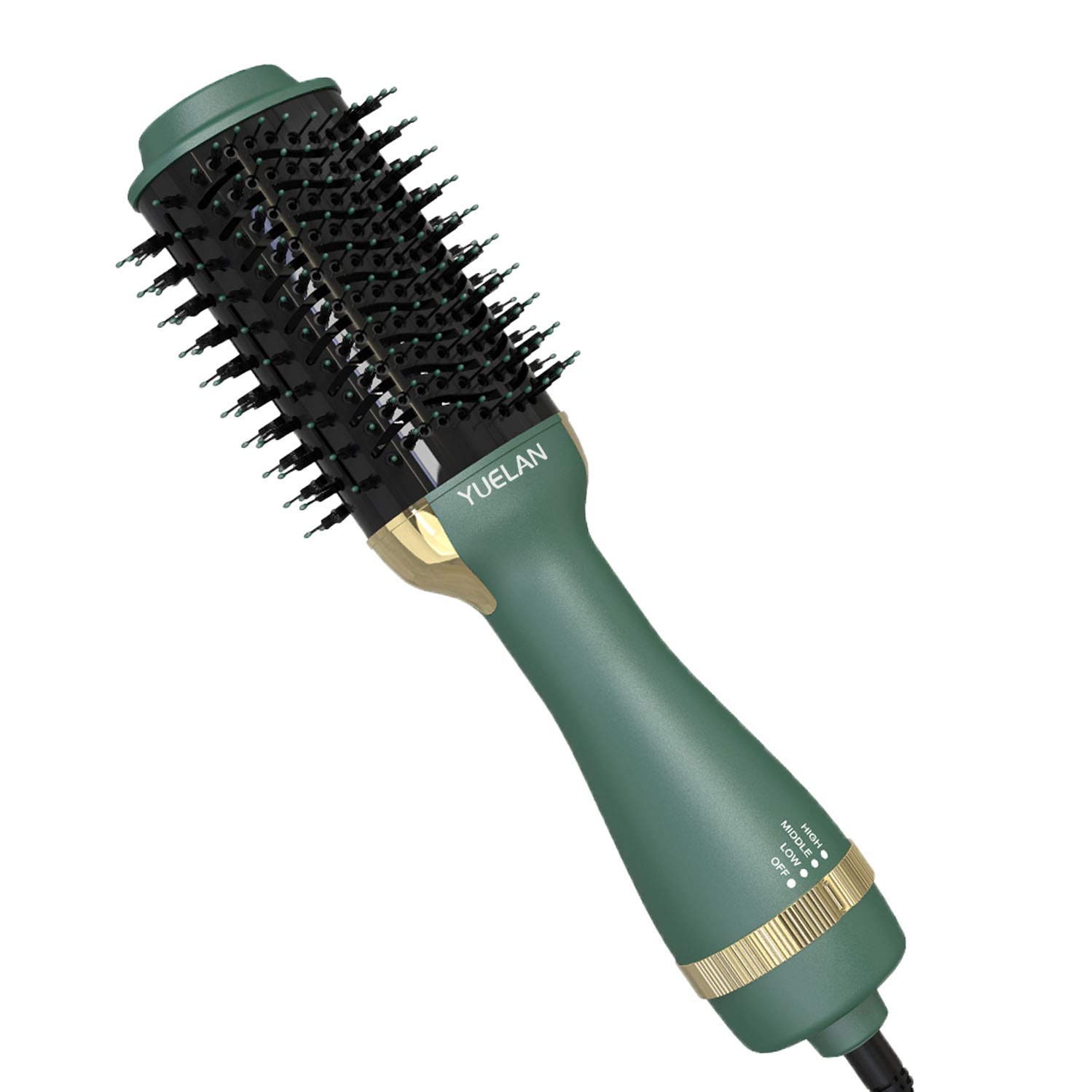 Hot Air Brush Blow Dryer, Hair Dryer Brushes & Volumizer, Curler Combo, Anti-scald Negative Ion Hair Straightener Brush, Low Noise Design (Avocado-Green) : Beauty