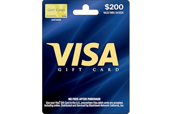 Visa Physical Gift Card $200 (plus $6.95 Purchase Fee)