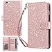 UrbanDrama iPhone 6 Plus Case, iPhone 6S Plus Wallet Case, Glitter Shiny Faux Leather Magnetic Closure Credit Card Slot Cash Holder Protective Case for iPhone 6 Plus, iPhone 6S Plus 5.5 Inch Rose Gold