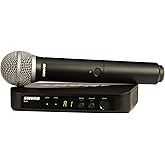 Shure BLX24/PG58 Wireless Vocal Microphone System - H9 Band | 14-hour battery and 300 ft UHF range with PG58 handheld vocal mic and single-channel receiver for live vocals