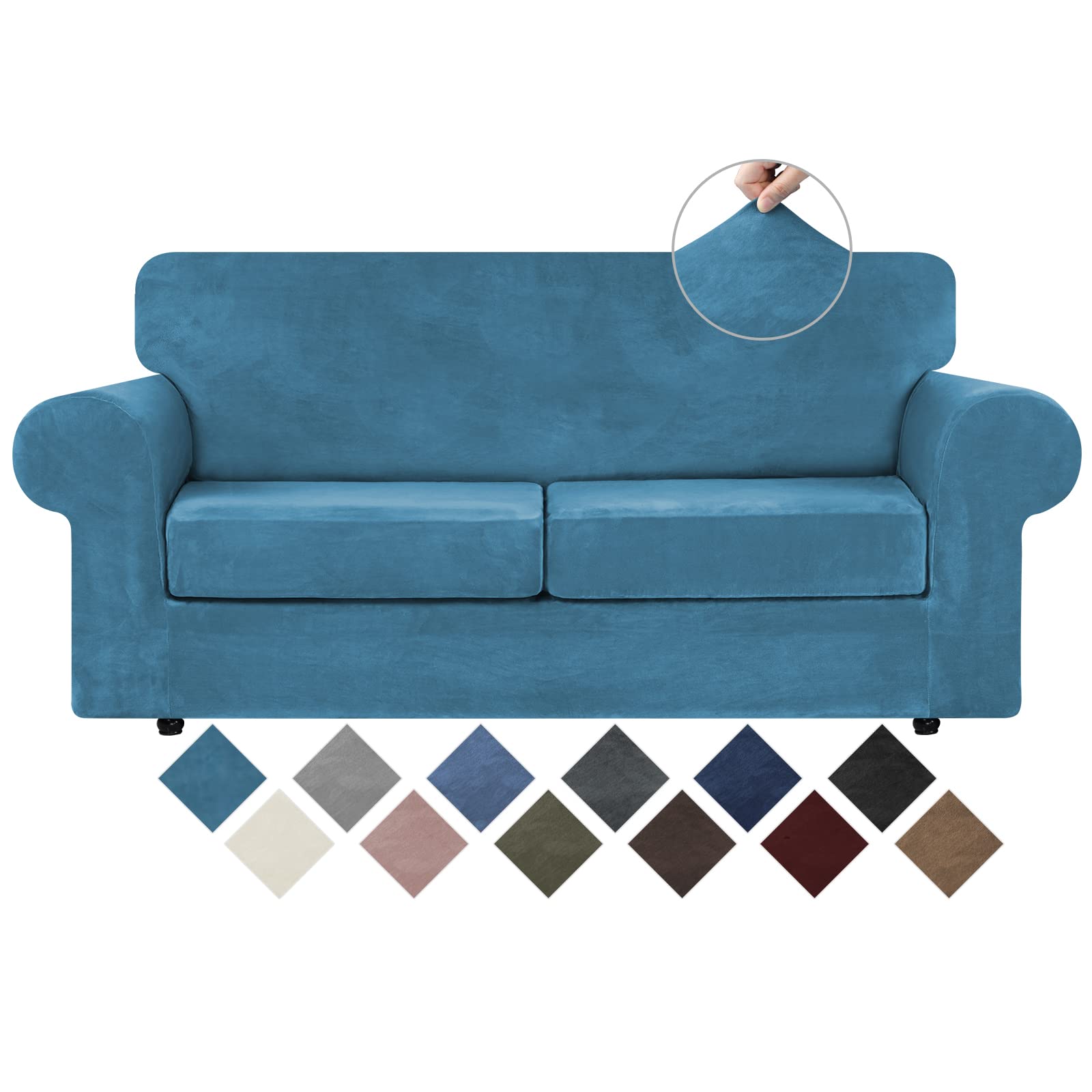WEERRW Velvet Couch Covers for 2 Cushion Couch Sofa