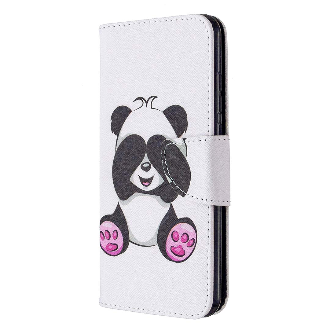 Huzhide Samsung Galaxy A21S Case, Shockproof New PU Leather Flip Wallet Phone Case TPU Bumper Shell Slim Folio Protective Cover for Samsung A21S with Magnetic Closure Stand Card Holder, Panda