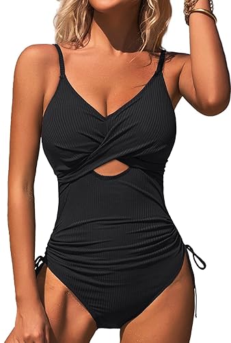 SOCIALA Ribbed One Piece Swimsuit Women Tie Side High Cut Bathing