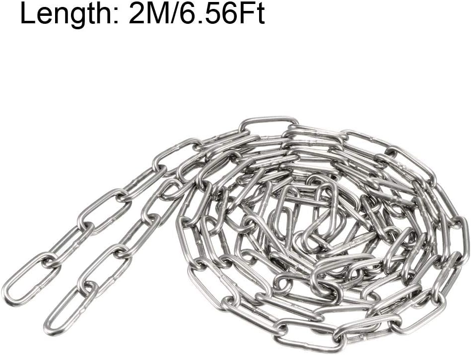 sourcing map Stainless Steel 304 Hardened Proof Coil Chain 2m Length 3mm Thickness Zinc Plated, 2 Meters - Image 3