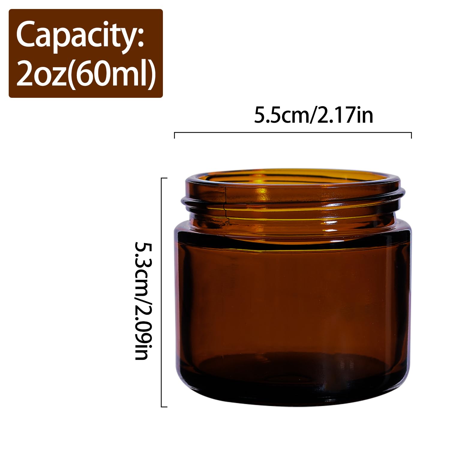 2 oz Amber Glass Jars with Lids,24 Pack 2oz Small Glass Jars with Inner Liners and Black Lids,Travel Jars for Cosmetics Container,Cream Lotion,Body Scrub, Lotion
