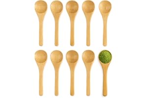JapanBargain 3700, Matcha Scoop Small Bamboo Tea Spice Salt Sugar Spoons 4 inch, Pack of 10