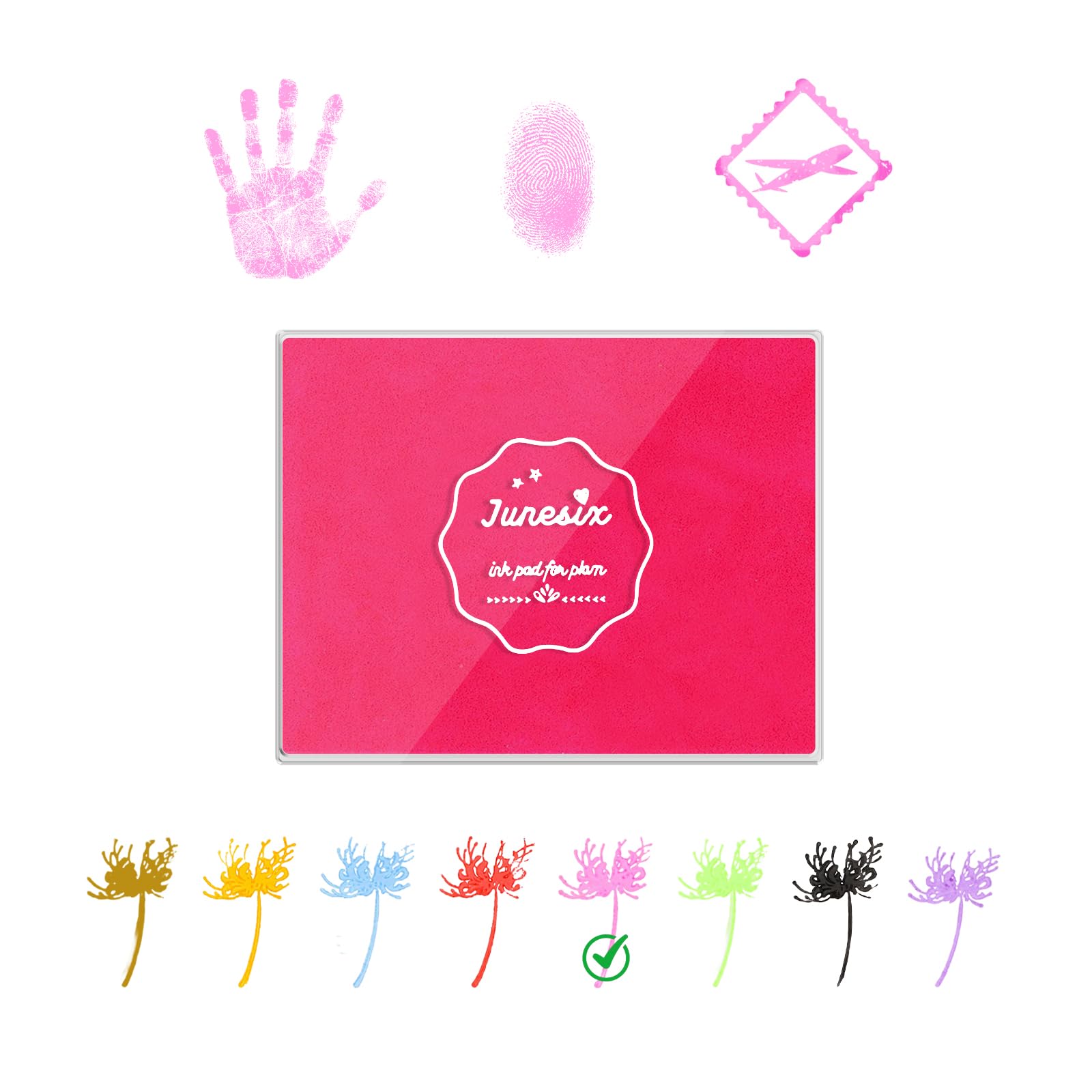 Sicheii Large Ink Pads for Stamping, Washable Stamp Ink Pad for Rubber Stamps Hand and Footprints, Dog Pet Paw Print Ink Pad, Craft Partner DIY for Fabric Wood Paper Scrapbook (Pink)