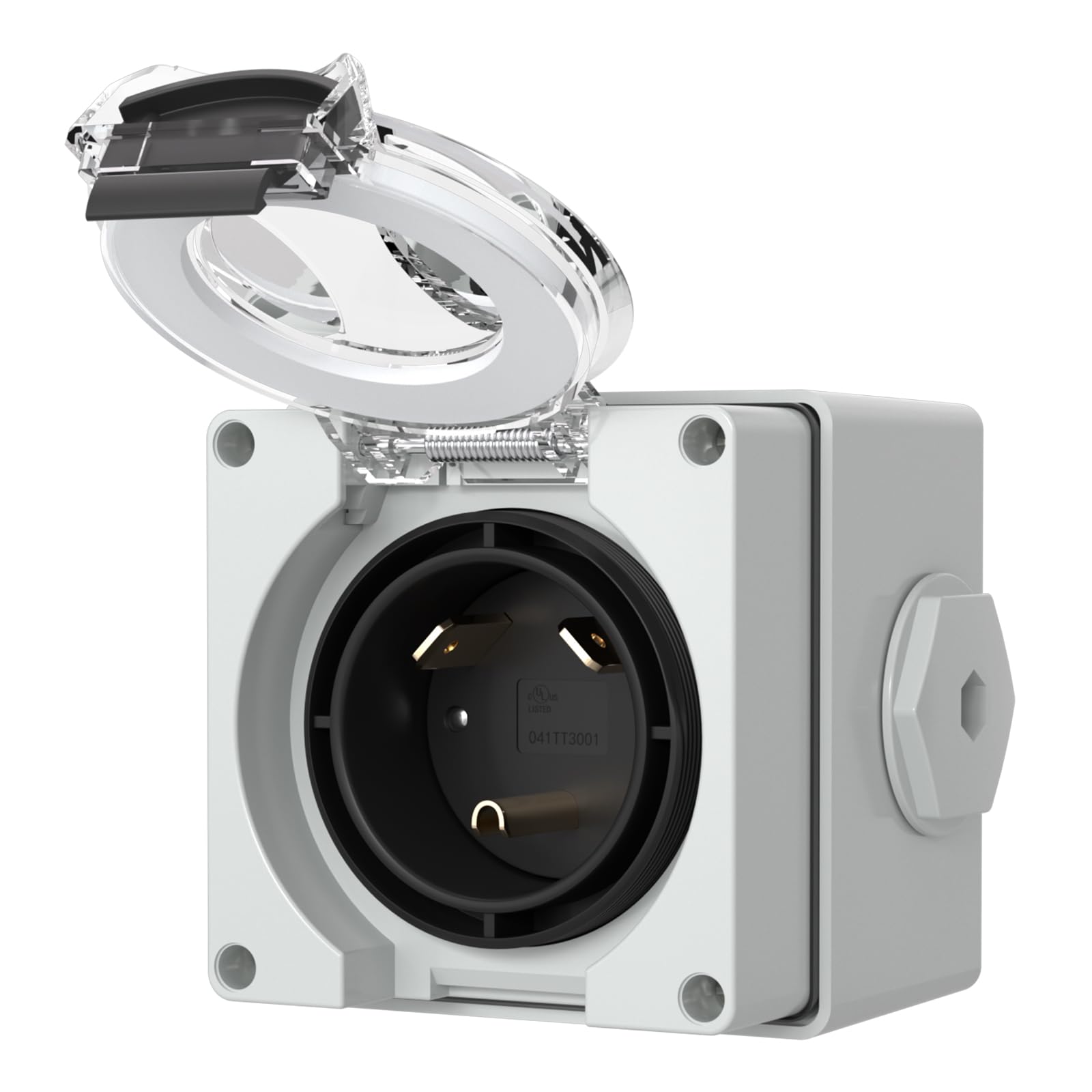 Photo 1 of STARELO 30 Amp Generator Power Inlet Box NEMA TT-30P,125Volt, Outdoor dustproof and Weatherproof for generators, Welding Machines, etc.ETL Listed.(NEMA TT-30P Box)