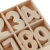 POFET Mixed Wooden 0-9 Numbers DIY Decorations 120 pcs with Storage Tray view 7
