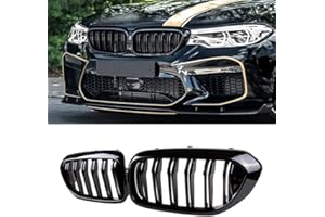 MAXDOM LLC MAXDOM Replacement Front Upper Grill Fit for BMW (2017-2020) 5 Series G30 and F90 M5 – Gloss Black Double Slats ABS Grille