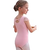 MdnMd Girls Leotard for Ballet Dance Gymnastics Toddler Kids Outfits With Bow Back Ruffle Sleeve