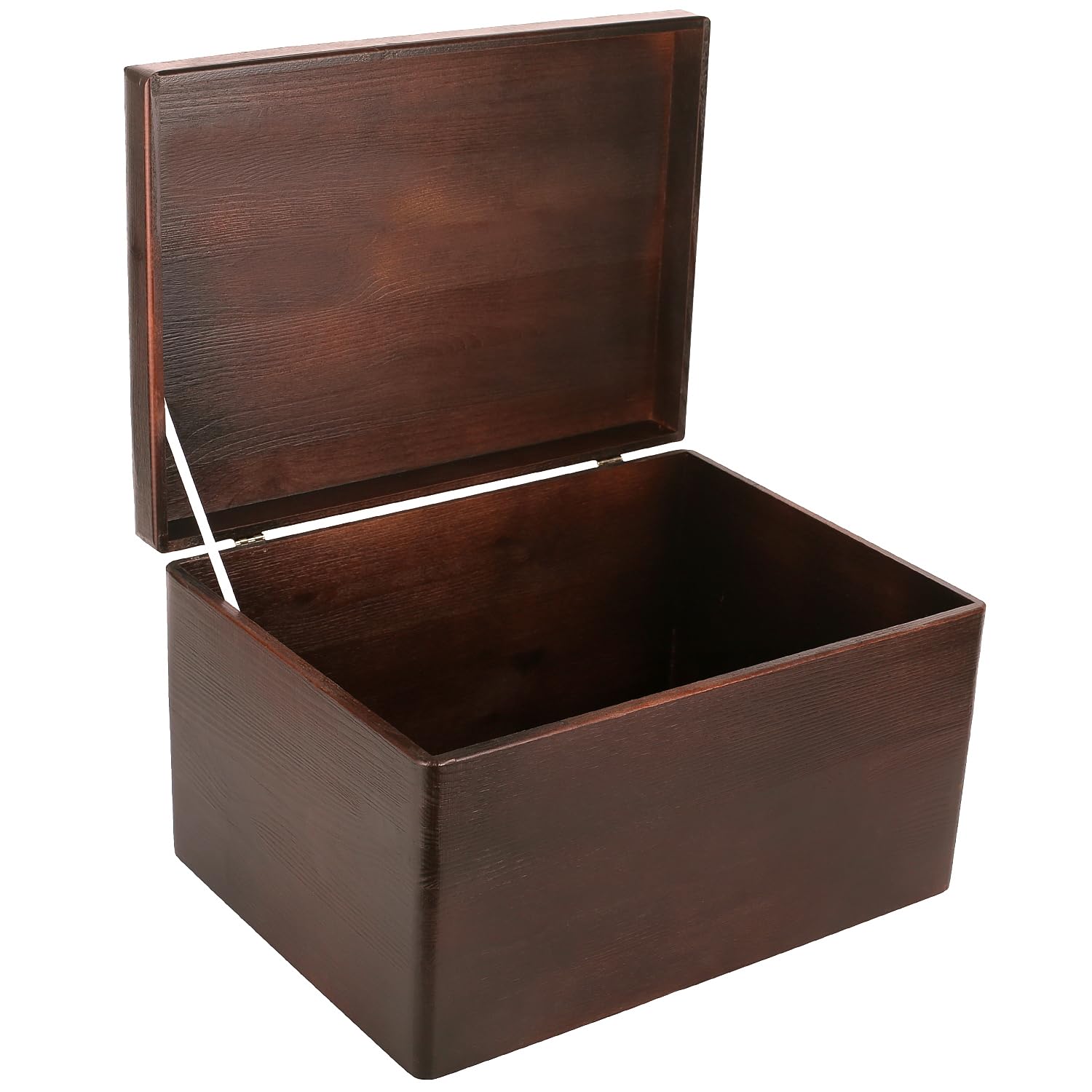 Creative Deco XXL Large Brown Plain Wooden Storage Box | 40x30x24 cm (+/-1 cm) | with Hinged Lid | Gift Box Kitchen Storage | ROUGH & UNSANDED Wood Keepsake Memory Craft Chest
