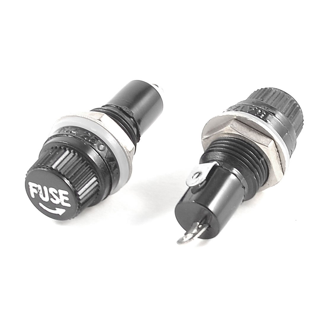 sourcingmap AC 15A 125V Screw Cap Panel Mounted 5mm x 20mm Fuse Holder Black 2 Pcs