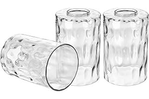 Canomo 3 Packs Hammered Glass Light Shade Cylinder Water Ripple Glass Lamp Shade Replacement 6 Inch Height Fit 2-1/4 Fitter for Wall Lamps Chandeliers or Ceiling Lamps