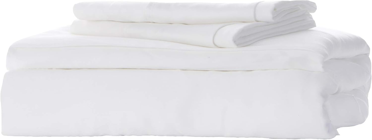 KicKee Home Sateen Weave Sheet Set, 100% Viscose from Bamboo, Silky Soft Bedding for Heavenly Comfort, Best 300 Thread Count (CA King, White)