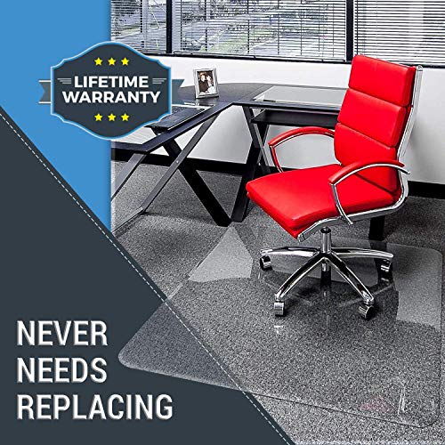 44” x 50” Glass Chair Mat with Exclusive Beveled Edge by Clearly