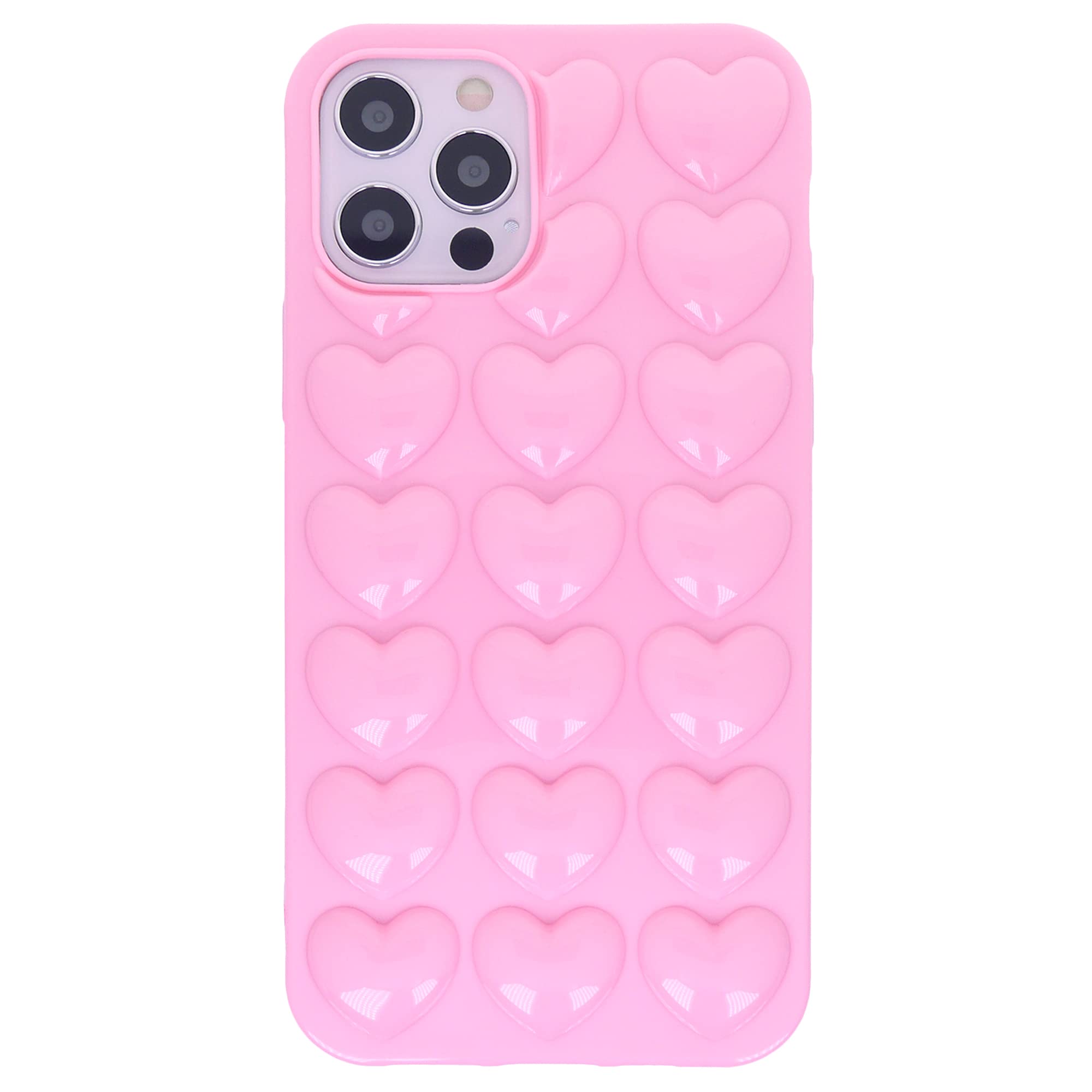 DMaos iPhone 12 Mini Case for Women, 3D Pop Bubble Heart Kawaii Gel Cover, Cute Girly for iPhone12 Mini 5.4 inch - Pink — image 1