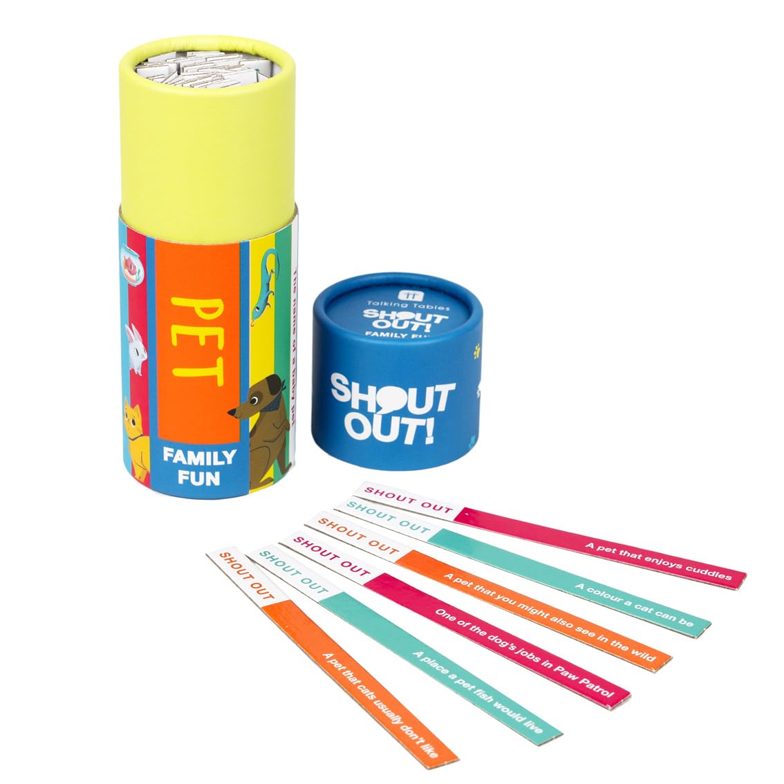 Talking Tables Family Fun Pet Shout Out Travel Games-160 Sticks Plastic-Free, For Boys or Girls| Product and Packaging has been designed to last | 2+ Players, Ages 3+
