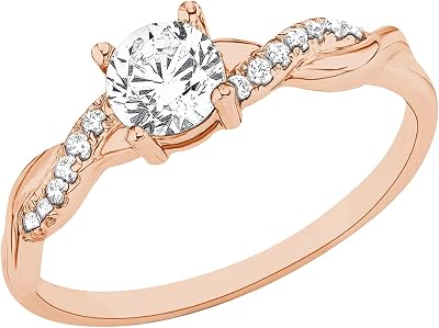 Bague 925 sterling argent dames Bagues, avec zirconia synth., rose, Livré en boîte cadeau de bijoux