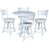 36" Solid Wood Round Extension Dining Table with 4 Counter Height Stools