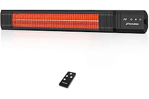 ThermoMate Infared Patio Heater for Outdoor, Electric 1500W IP65 Waterproof with Remote, 9 Heating Levels & 24H Timer for Res